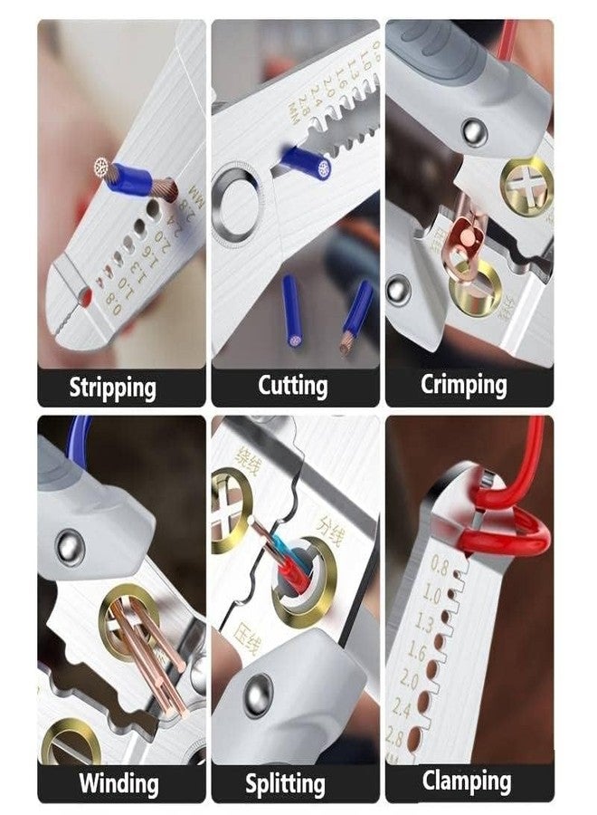 HETVIN 6 In 1 Multifunction Electrician Wire Plier Tool, Electrical Wire Strippers Wire Splitting Pliers, Stainless Steel Electrical Stripping Tool, Cable Stripping Cutting and Crimping - Image 5